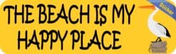 10in x 3in Pelican The Beach Is My Happy Place Bumper Sticker Vinyl Decal