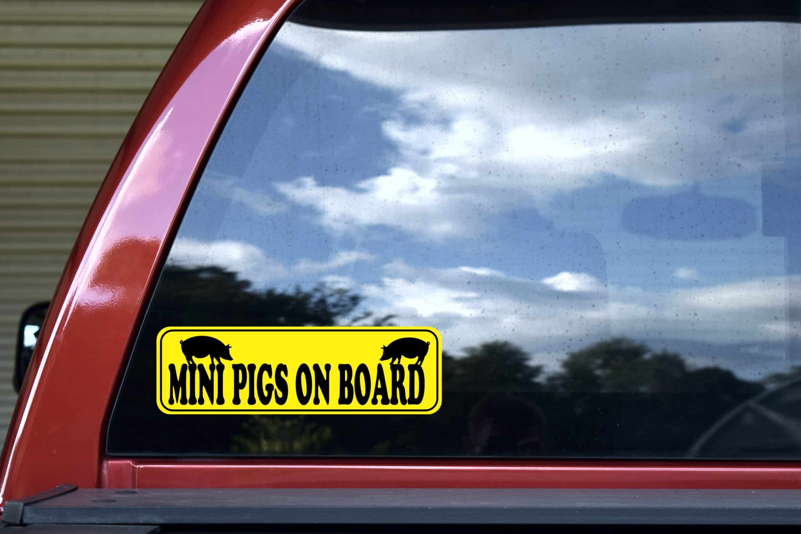 10inx3in Mini Pigs on Board Bumper Sticker Vinyl Pet Animal Vehicle Decal