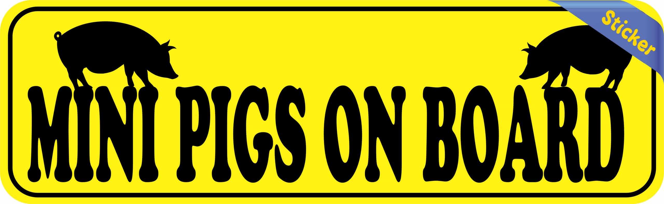 10inx3in Mini Pigs on Board Bumper Sticker Vinyl Pet Animal Vehicle Decal