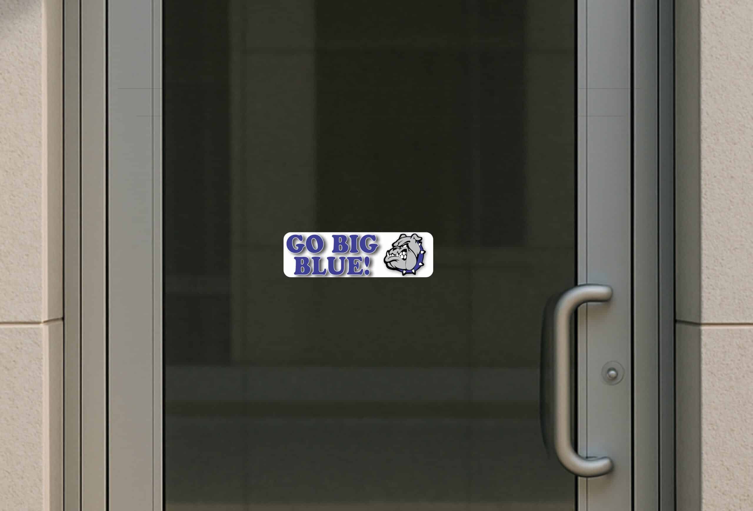 10in x 3in Bulldog Go Big Blue Bumper Sticker Vinyl School Mascot Decal