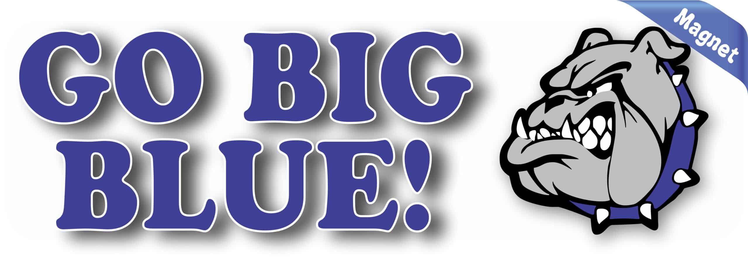10in x 3in Bulldog Go Big Blue Magnet Vinyl School Mascot Bumper Magnets
