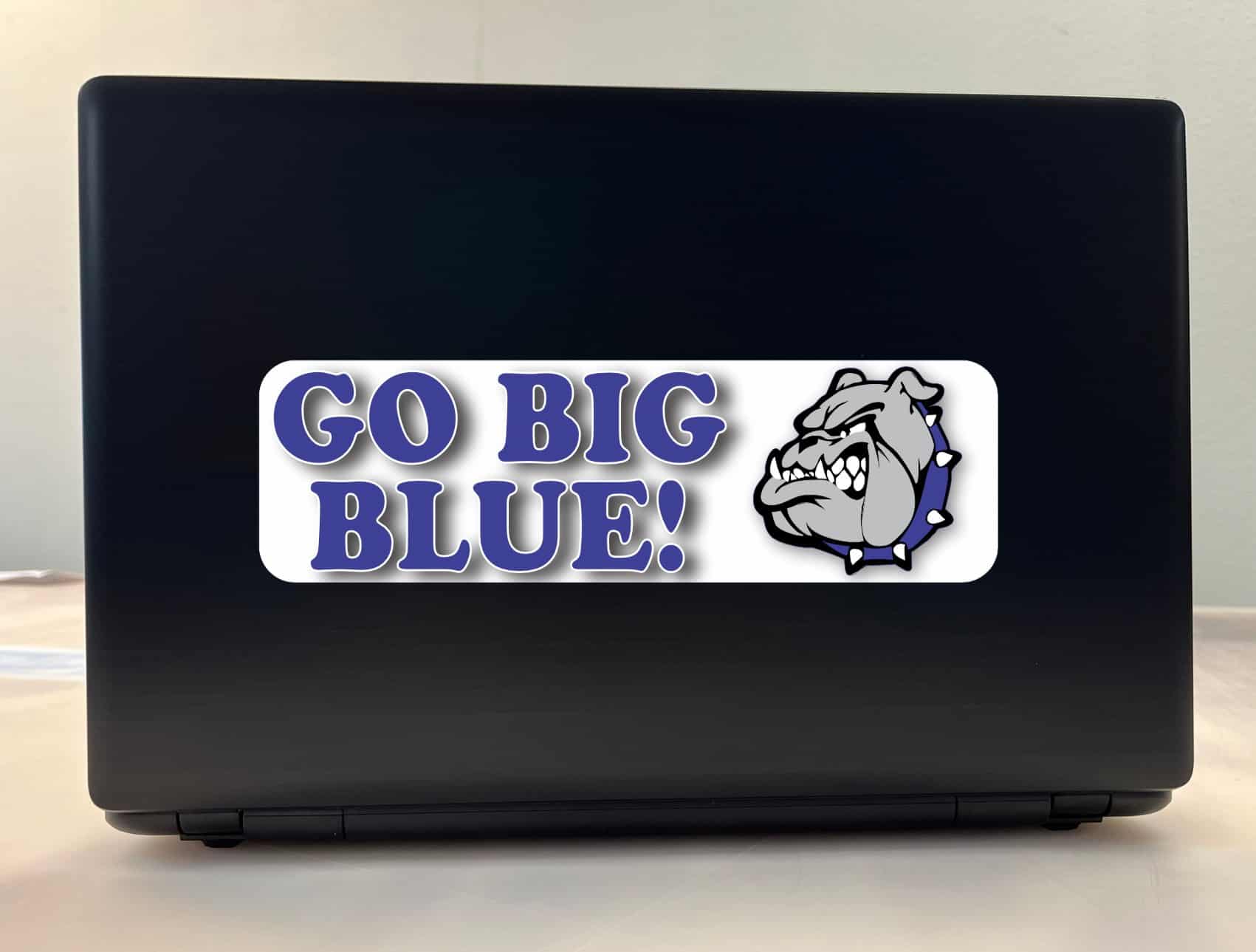 10in x 3in Bulldog Go Big Blue Bumper Sticker Vinyl School Mascot Decal
