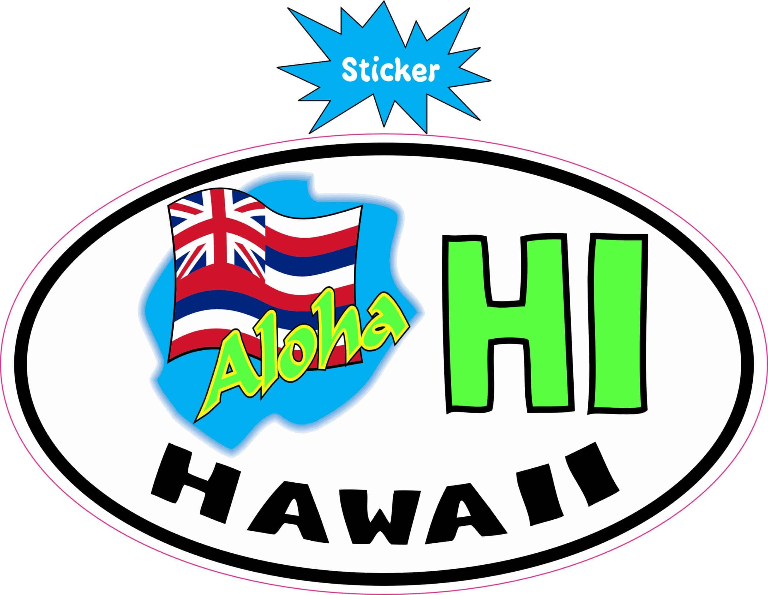 5in x 3in Oval Aloha Hawaii Flag Sticker - Image 3