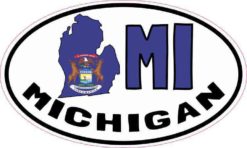 Oval MI Michigan Sticker