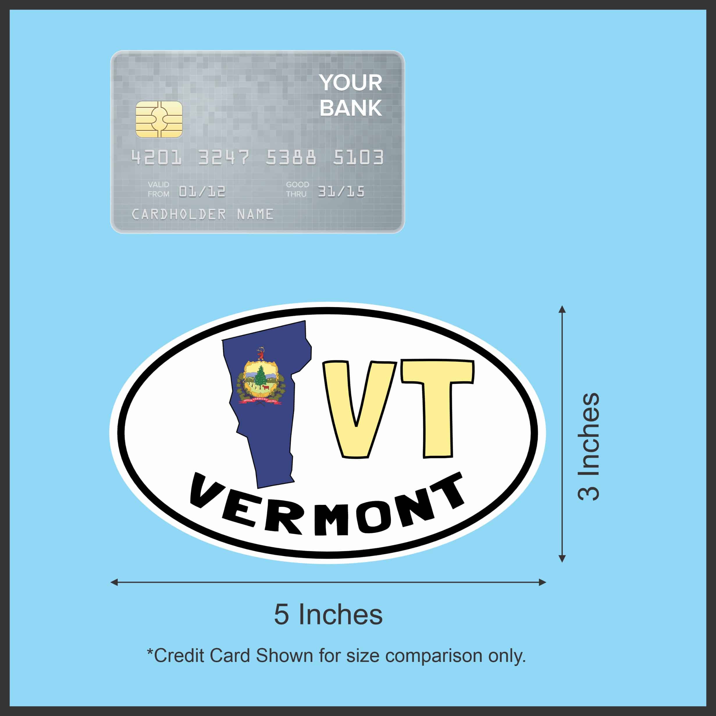 5in x 3in Oval VT Vermont Sticker Vinyl Car Bumper Decal Luggage - Image 6