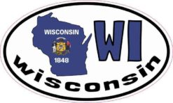 Oval WI Wisconsin Sticker
