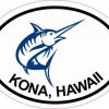 Oval Marlin Kona Hawaii Sticker