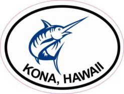 Oval Marlin Kona Hawaii Sticker