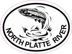 4inx3in Oval Trout North Platte River Sticker Fishing Car Luggag