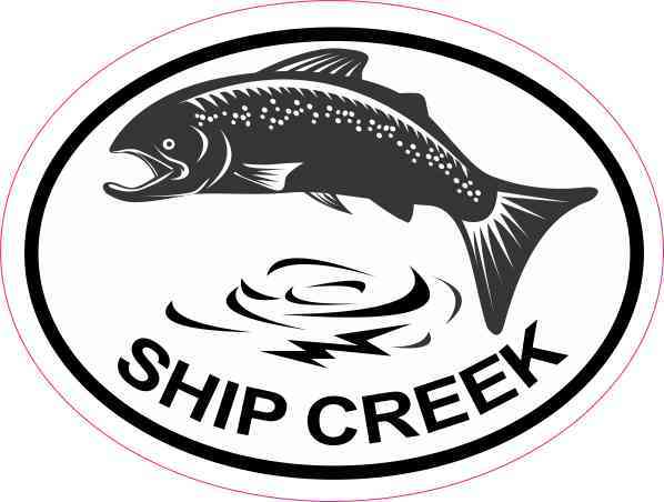 Oval Salmon Ship Creek Sticker