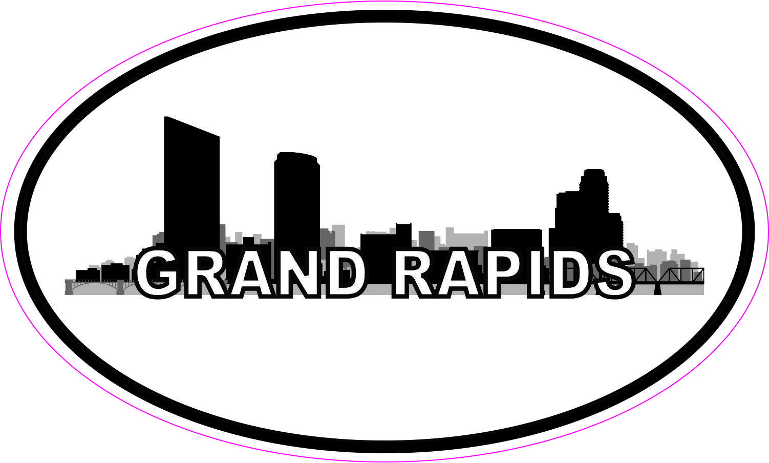 Oval Grand Rapids Skyline Sticker