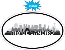 5in x 3in Oval Rio de Janeiro Skyline Sticker Luggage Decal Car - Image 2