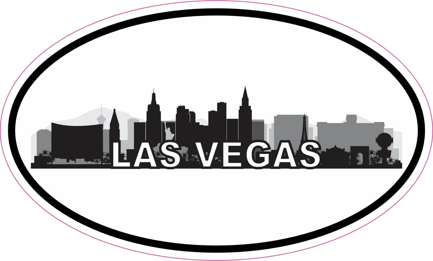 5in x 3in Oval Las Vegas Skyline Sticker Luggage Decal Car Trave