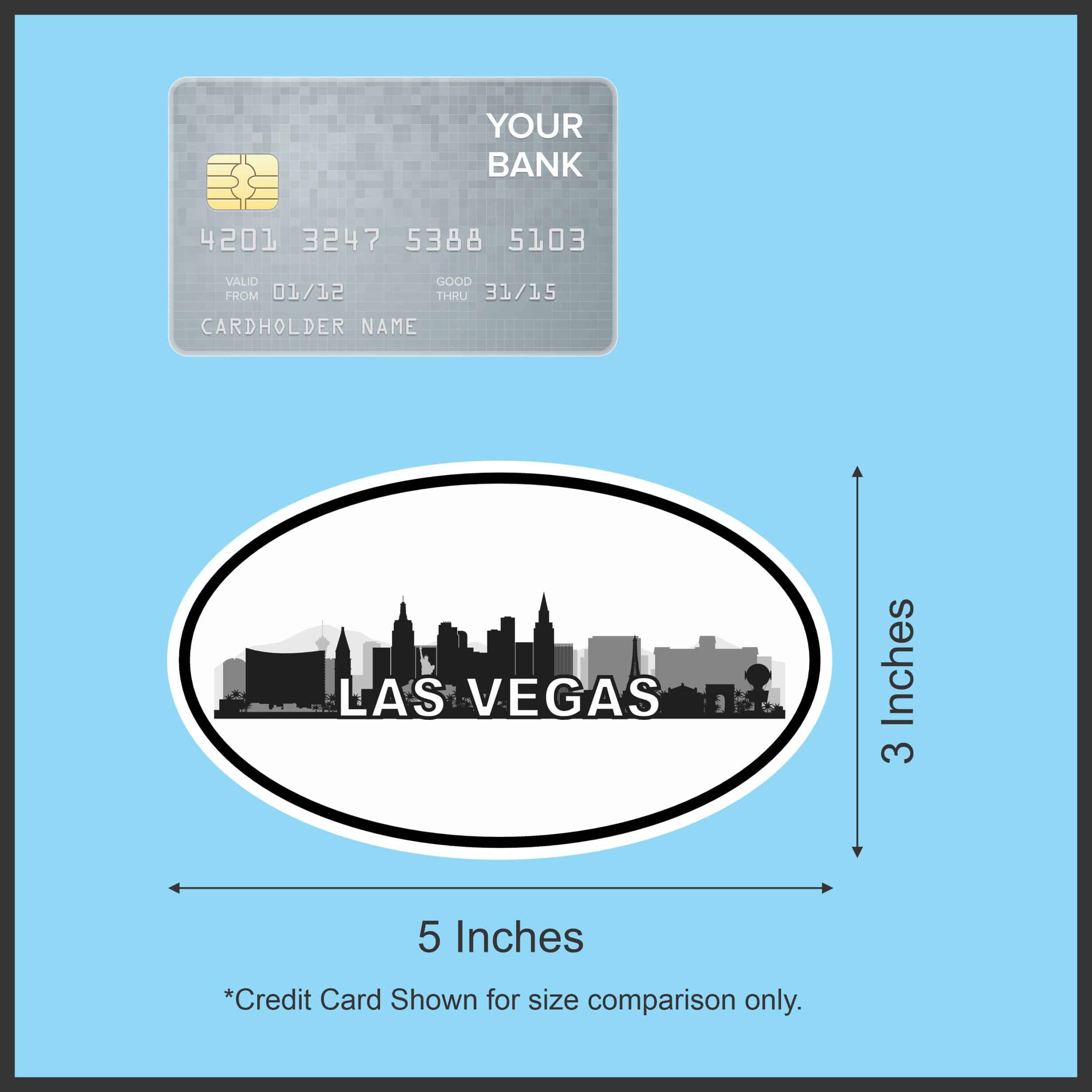 5in x 3in Oval Las Vegas Skyline Sticker Luggage Decal Car Trave - Image 6