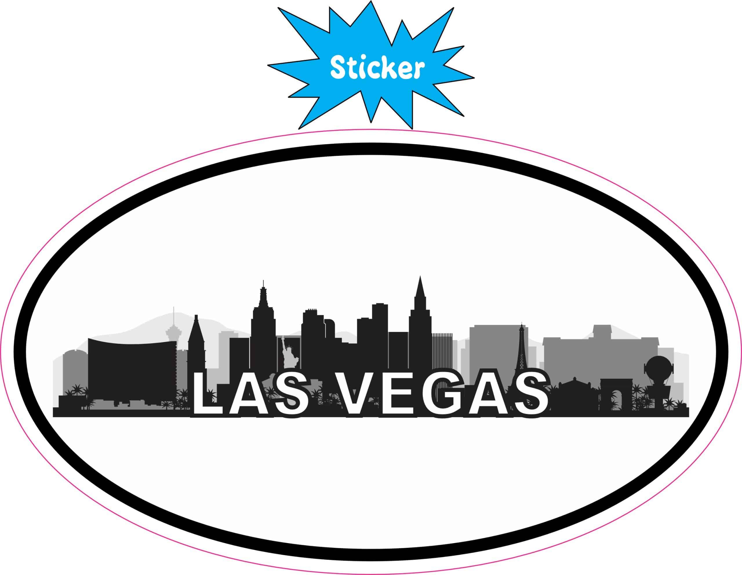 5in x 3in Oval Las Vegas Skyline Sticker Luggage Decal Car Trave - Image 2