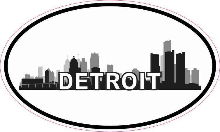 Oval Detroit Skyline Sticker