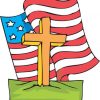 Waving American Flag Cross Sticker