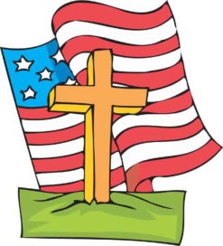 Waving American Flag Cross Sticker