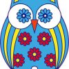 Multicolored Flower Owl Sticker