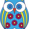 Multicolored Flower Owl Sticker