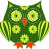 Yellow and Green Flower Owl Sticker