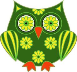 Yellow and Green Flower Owl Sticker
