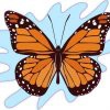 Blue Splash Monarch Butterfly Sticker