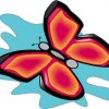 Blue Splash Pink Butterfly Sticker