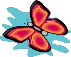 Blue Splash Pink Butterfly Sticker
