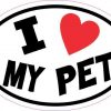 Oval I Love My Pet Sticker