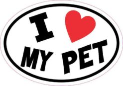 Oval I Love My Pet Sticker