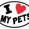 Oval I Love My Pets Sticker