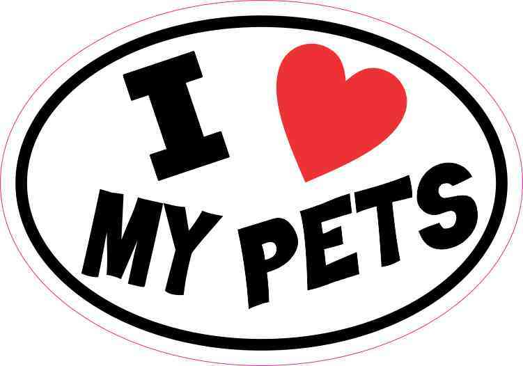 5inx35in Oval I Love My Pets Sticker Vinyl Animal Car Decal Cup Stickers