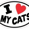 Oval I Love My Cats Sticker