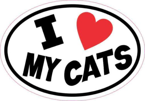 Oval I Love My Cats Sticker