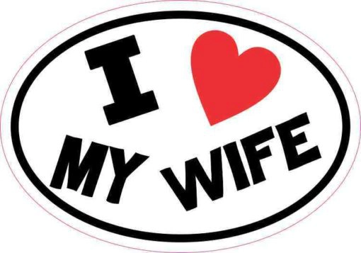 Oval I Love My Wife Sticker