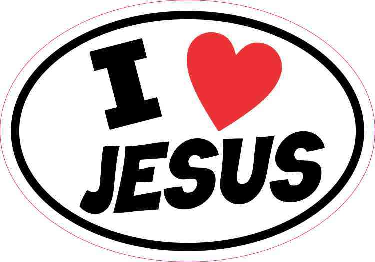 5inx3.5in Oval I Love Jesus Sticker Vinyl Christian Car Decal Cup Stickers by StickerTalk