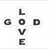 Black and White God Love Cross Sticker