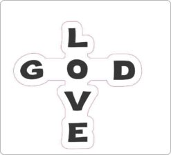 Black and White God Love Cross Sticker