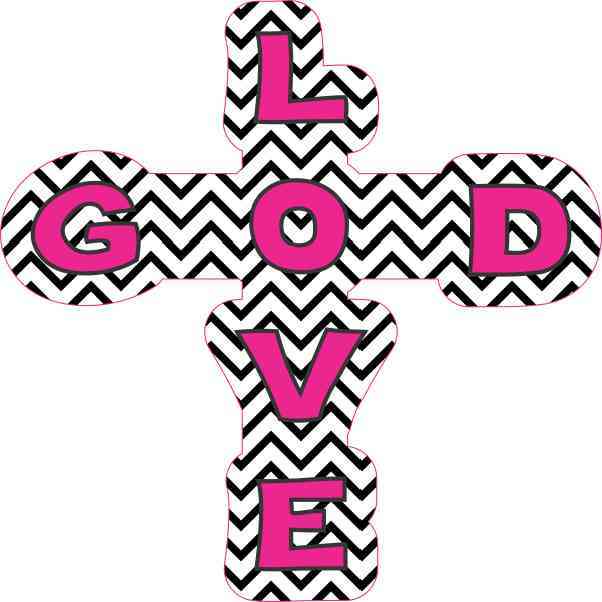 Chevron God Love Cross Sticker