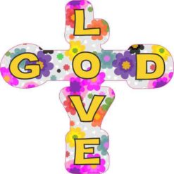Floral God Love Cross Sticker