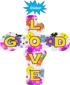 4in x 4in Floral God Love Cross Sticker Christian Car Window Bumper Decal