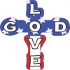 Patriotic God Love Cross Sticker