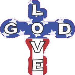 Patriotic God Love Cross Sticker