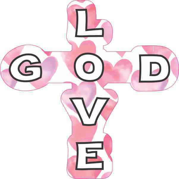 Hearts God Love Cross Sticker