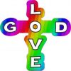 Rainbow God Love Cross Sticker