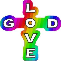 Rainbow God Love Cross Sticker