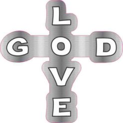 Gray God Love Cross Sticker