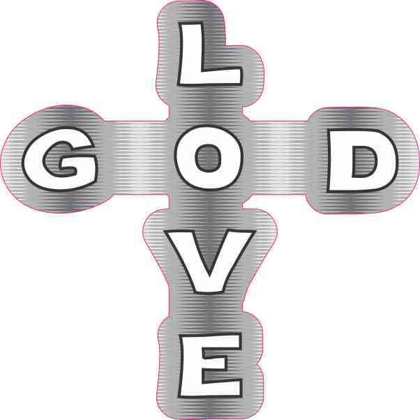 Gray God Love Cross Sticker