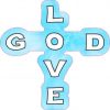 Blue God Love Cross Sticker